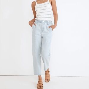 Madewell High Rise Tapered Blue Jeans Size Medium Balloon Light Elastic Waist